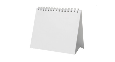 Blank white desktop calendar with spiral binding for copy space. isolated on white background, png.