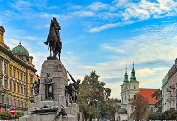 Naklejka premium Battle of Grunwald monument In Old Town Krakow, Poland