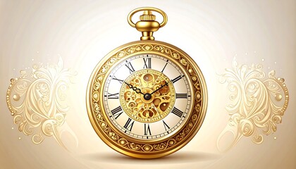 Ornate gold pocket watch
