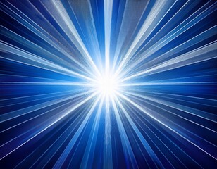 Fototapeta premium bright white starburst with radiating blue light rays against a deep blue gradient background abstract design