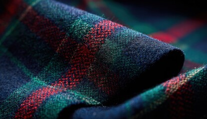 Close-up of a textured tartan fabric