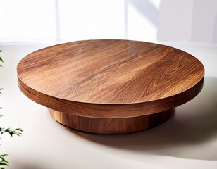 modern wooden coffee table with a circular top