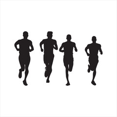 marathon runners sketch art vector silhouette doodle logo design