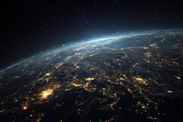 Obraz premium Earth at night, global network