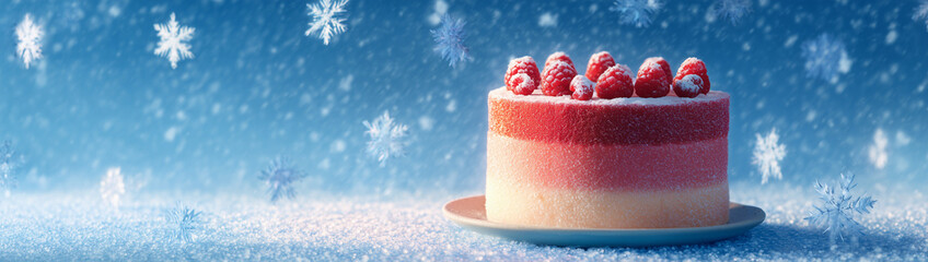 Winter Berry Cake with Snowflakes