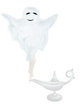 Grey old retro magic lamp. vector