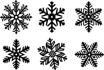 Intricate Snowflake Silhouette Collection vector bundle