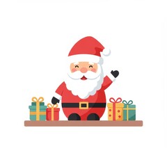 Minimalist vector Santa figurine on shelf in pastel colors  
