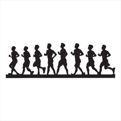 marathon runners sketch art vector silhouette doodle logo design