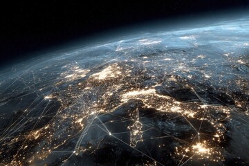 Global network of lights over Europe