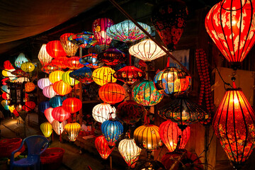 Handcrafted Lanterns Hanging in Hoi An Souvenir Shop