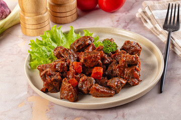 Hungarian goulash with beef meat