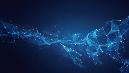 Abstract network design, flowing shapes, deep blue