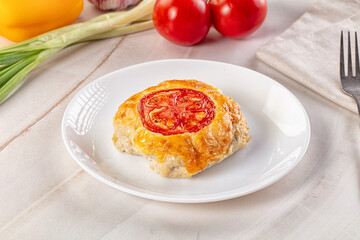 Chicken chop cutlet with cheese and tomato