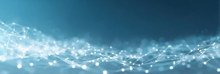 Abstract network design with light points and lines on a dark teal background