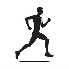 marathon runners sketch art vector silhouette doodle logo design