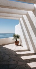 Sun-drenched patio with ocean view