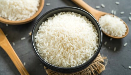 Uncooked rice in bowls