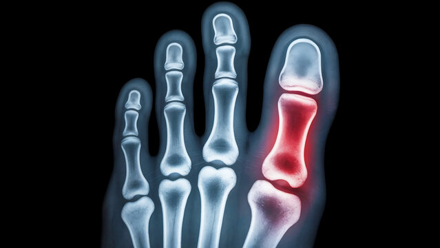 x-ray of a broken toe