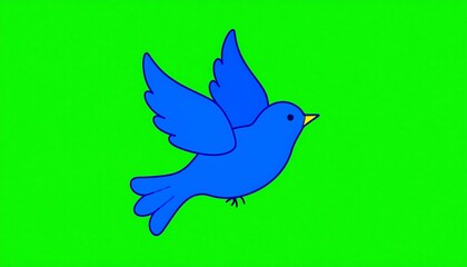 Simple blue bird in flight against a green background (1)
