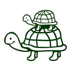 2 turtles piggyback mummy daddy child riding cute