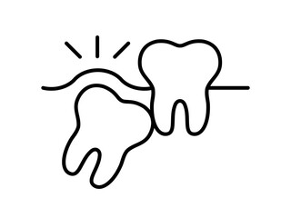 Wisdom tooth causing dental problems line icon. Impacted molar, dental pain, oral health issues and tooth extraction symbol. Dentistry, orthodontics, oral surgery and dental care concepts. Vector