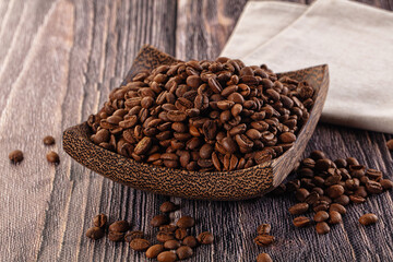 Roasted brown araboca coffee beans