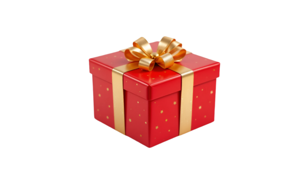 Beautifully Wrapped Red Gift Box with Golden Ribbon and Bow for Special Occasions