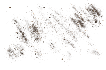 Dirt, soil pile flying isolated on white background, clipping path