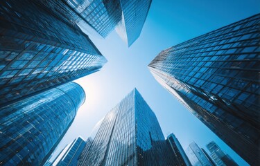 Modern skyscrapers viewed from below