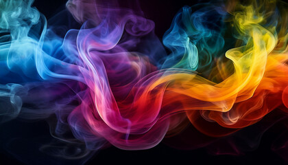 Fototapeta premium Color Spectrum Smoke Flow A Mesmerizing Display Of Colored Smoke Dances Gracefully Across The Scene Blending Hues To Create An Ethereal And Dynamic Composition Offering A Visual Experience