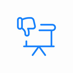 thumbs down on easel icon sign vector