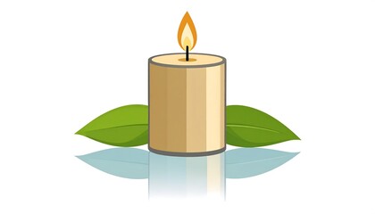 Simple candle icon with leaves