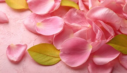 Obraz premium Pink rose petals scattered on a textured surface