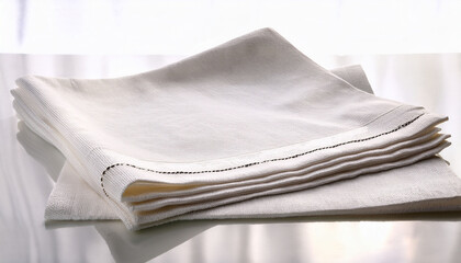 Elegant Stack Of Textured White Napkins