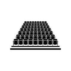 Rows of black stadium seats in a tiered arrangement auditorium seats theater seats