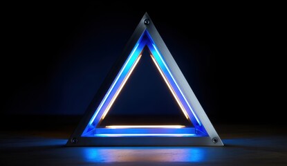 Metallic triangle with blue light
