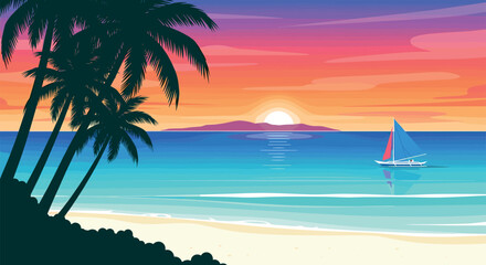 Boracay Vector Travel Poster, Cinematic Minimal Landscape Art