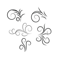 Decorative swirl flourishes and ornate design elements for artistic projects white background