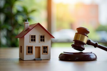 Miniature House Model and Gavel: The Convergence of Property Sales and Legal Issues in Real Estate