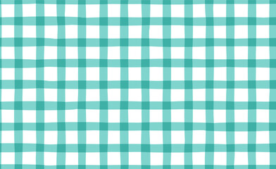 Cute turquoise vichy print in baby style. Tartan seamless pattern. Vector illustration of tartan vichy plaid for textile, packaging and fabric print in picnic style.
