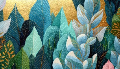 Vibrant foliage art, textured background