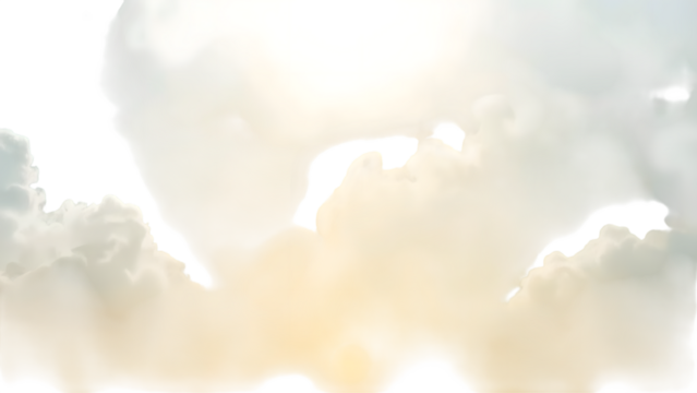 Celestial Whispers: A dreamy view of a partly cloudy sky, where soft, fluffy clouds drift ethereally, painted with the gentle hues of sunrise or sunset.