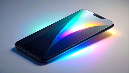 Smartphone with iridescent display, illuminated
