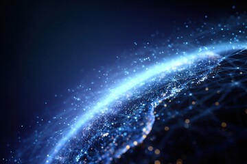 Obraz premium A digital representation of Earth's surface. Networked lights