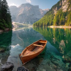 Serene alpine lake scene