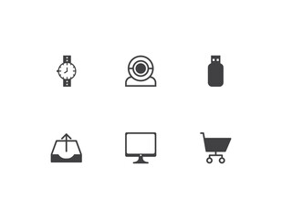 Internet and Things Icon Set Vector Illustration – Modern Web, IoT, Technology, Communication, and Smart Device Symbols for Digital Platforms, Apps, Websites, and User Interface Design