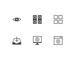 Internet and Things Icon Set Vector Illustration – Modern Web, IoT, Technology, Communication, and Smart Device Symbols for Digital Platforms, Apps, Websites, and User Interface Design