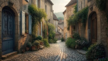 Fototapeta premium Sunlit European alleyway