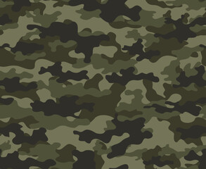 Fototapeta premium Forest camouflage pattern army seamless khaki background, military print